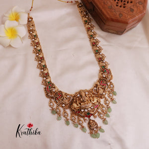 Premium Nagas Temple Jadau Haaram with pastel beads LH1808
