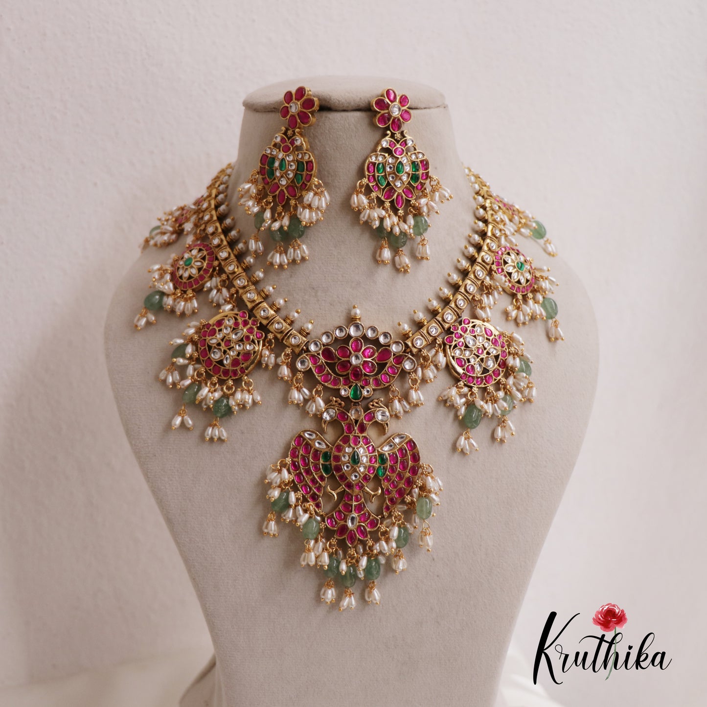 Premium Gandaberunda Kundan Jadau Guttapoosalu Necklace NC2560