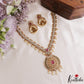 Sparkling Floral Motifs CZ Victorian Necklace With Pearl Drops NC3162