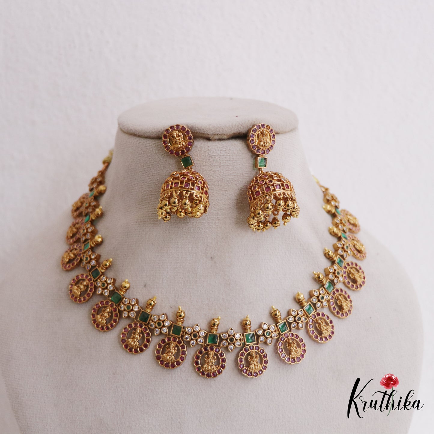 Stunning Kemp Coin Lakshmi Motifs Necklace NC2652