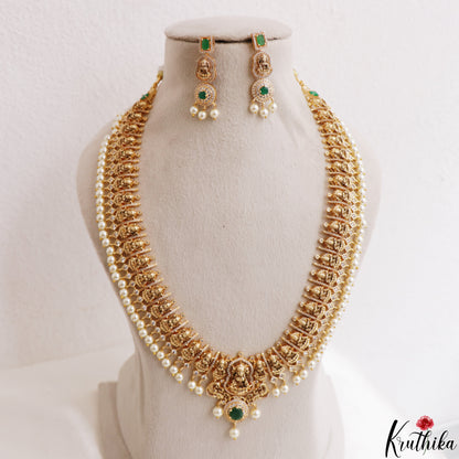 Premium Antique Nagas Lakshmi Motifs Temple Choker With Pearl Drops LH2183 (Available In 2 Colors)