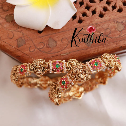 Antique finish Lakshmi Devi kemp bangles B71