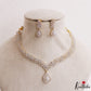 Elegant Teardrop Motifs Diamond-Finish Gold-Tone CZ Necklace NC3246