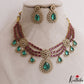 Sparkling Floral Teardrop Motifs CZ Victorian Necklace NC3113