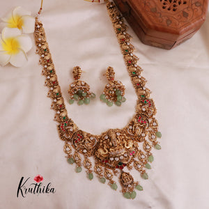 Premium Nagas Temple Jadau Haaram with pastel beads LH1808
