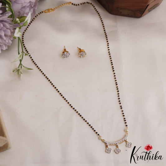 Beautiful Floral Motifs Mangalsutra With Earrings Set NC2646