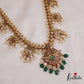 Gorgeous Kemp Floral Mango Motifs Guttapoosalu Haaram With Green Bead Drops LH2040
