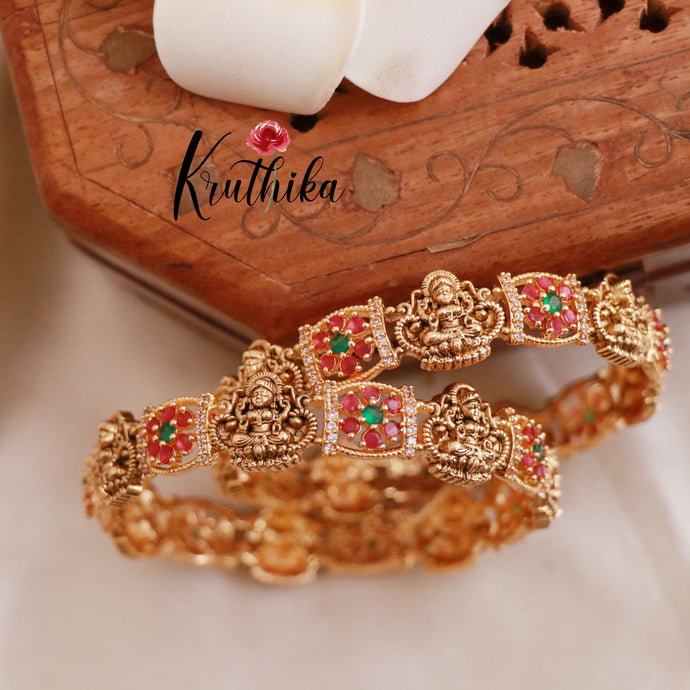 Antique finish Lakshmi Devi kemp bangles B71