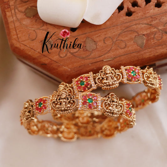 Antique finish Lakshmi Devi kemp bangles B71