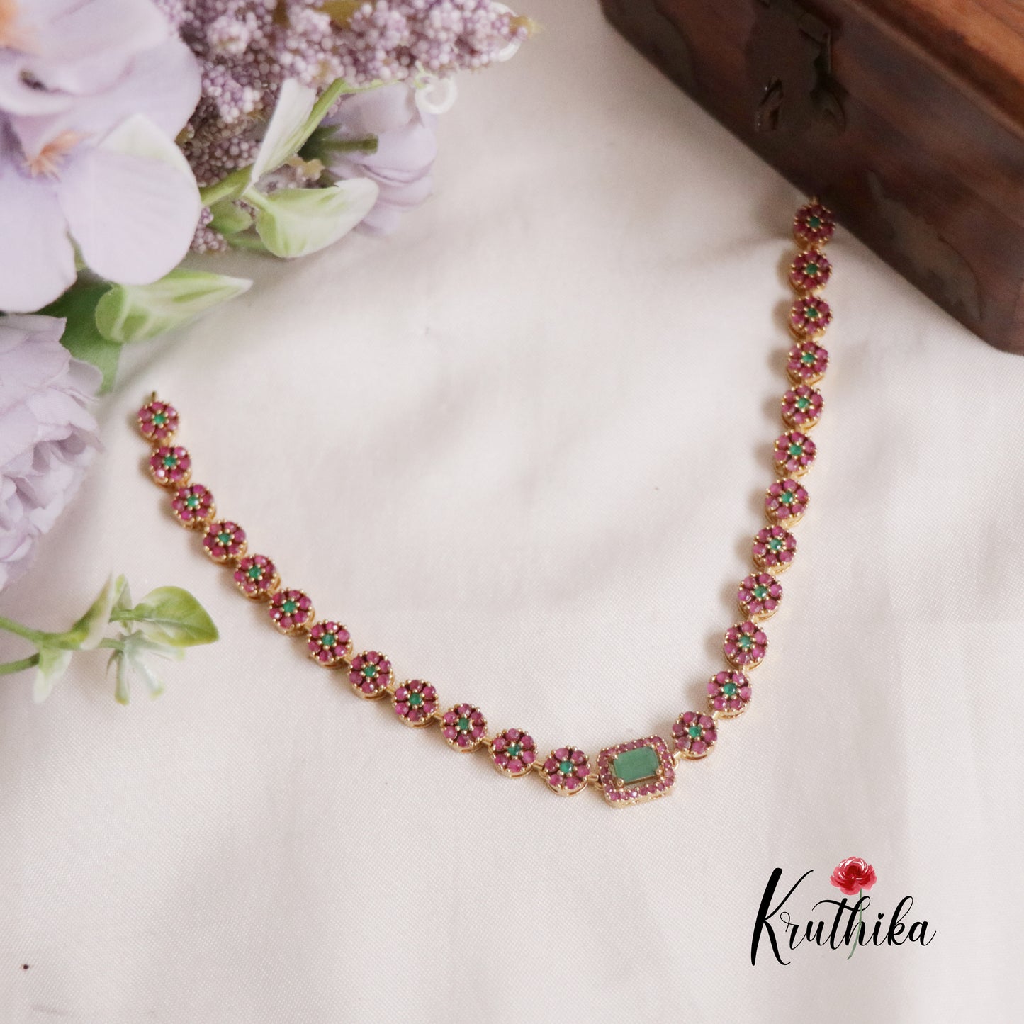 Simple CZ Sparking Victorian Necklace Sets NC2172 (Available in 3 Colours)