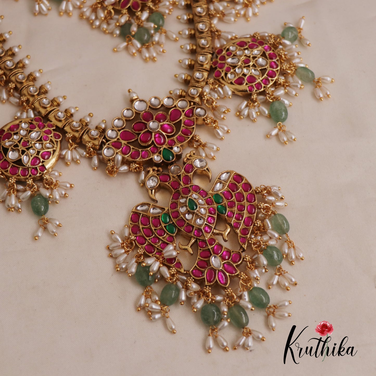 Premium Gandaberunda Kundan Jadau Guttapoosalu Necklace NC2560