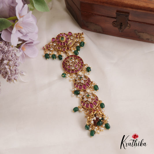 Beautiful Kemp Stones Jada Billa with Chand Balli and Jhumka J262