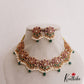 Elegant Lotus Motifs Kemp Guttapoosalu Choker With Green Drop NC2698 (Available In 2 Colors)