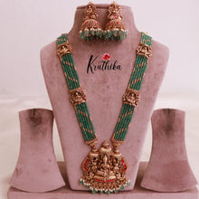 Premium green beads Temple Jadau Haaram LH1810