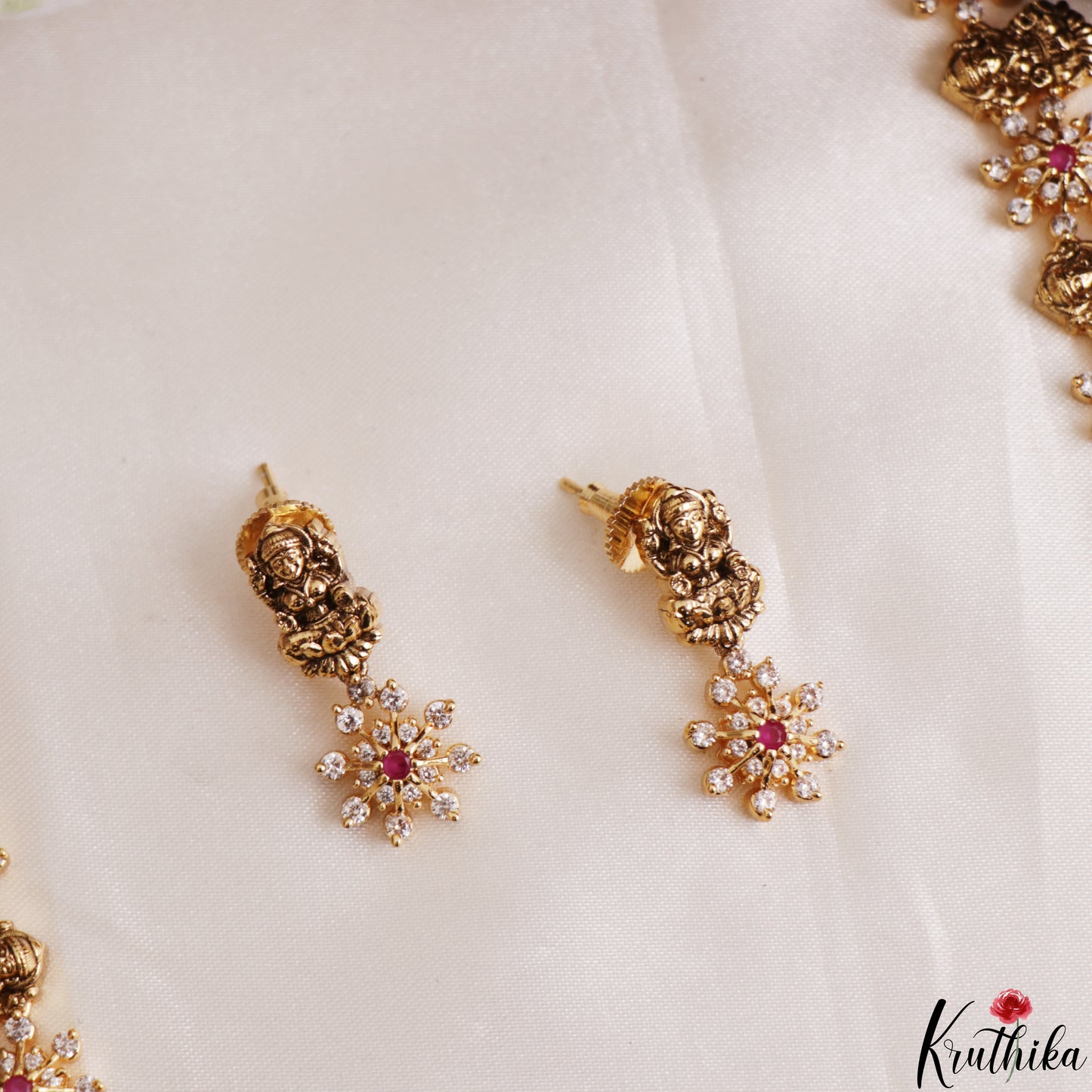 Elegant Antique Lakshmi Floral Motifs Haaram LH2184 (Available In 2 Colors)