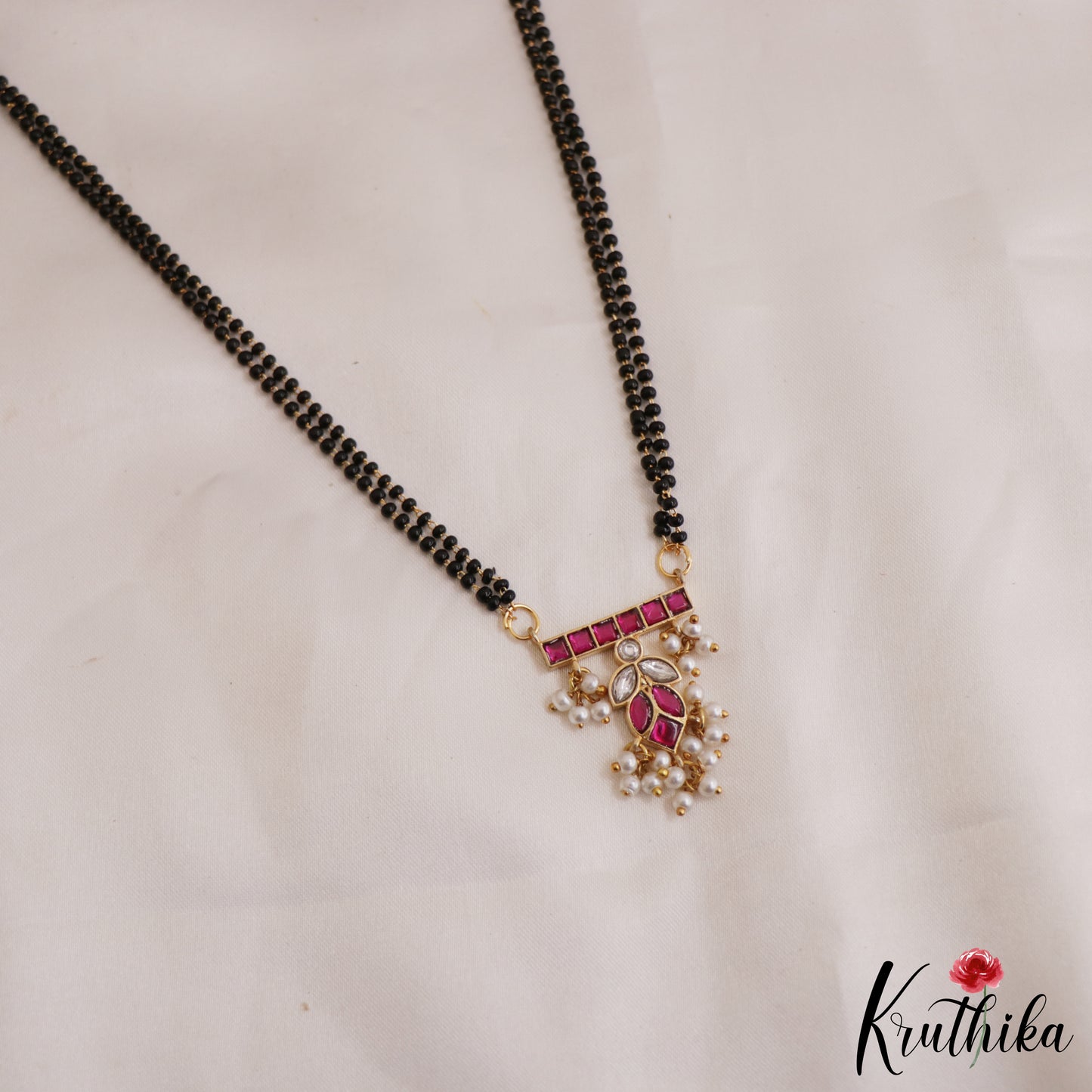 Classic Leaf Motifs Jadau Mangalsutra NC2636 (Available in 3 Colours)