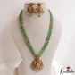 Elegant Antique Lakshmi Motifs Double Layered Green Beads Haaram LH2155