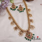 Gorgeous Kemp Floral Mango Motifs Guttapoosalu Haaram With Green Bead Drops LH2040