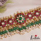 Stunning Floral Motifs Jadau Choker With Green Bead Drops NC2820