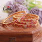 Gold polish stone flower bangles B2