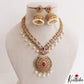 Sparkling Floral Motifs CZ Victorian Necklace With Pearl Drops NC3162
