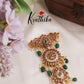 Traditinal Kemp Stones Floral Teardrop Jhumka With Beads Jada Billa J256