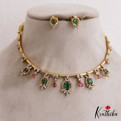 Trendy AD Leaf Motifs Choker NC2770 (Available In 3 Colors)