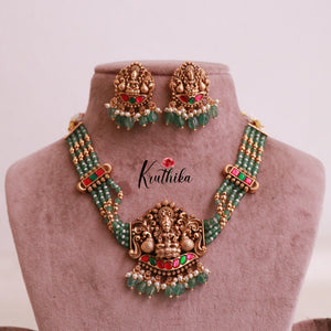 Gorgeous green beads Jadau Temple choker NC2018