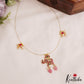 Classic Elephant Motifs Jadau Invisible Chain With Pink Bead Drops NC2988