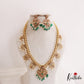 Gorgeous Kemp Floral Mango Motifs Guttapoosalu Haaram With Green Bead Drops LH2040