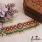 Stunning Floral Motifs Jadau Choker With Green Bead Drops NC2820