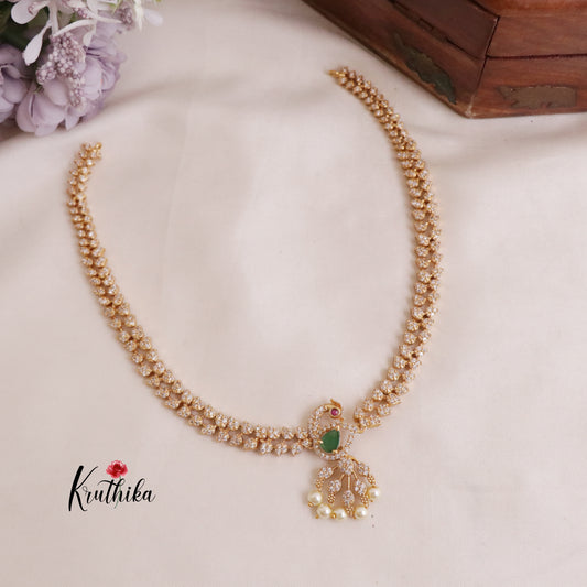 Beautiful AD Peacock Design Necklace with Changeable Stones NC2030