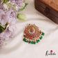 Classic Peacock Teardrop Motifs Jadau Pendant With Green Bead Drops PS280
