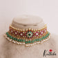Stunning Floral Motifs Jadau Choker With Green Bead Drops NC2820