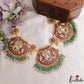 Royal Floral Peacock Motifs Jadau Necklace With Green Bead Drops NC3112