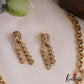 Trendy Floral Motifs Diamond-Finish Gold-Tone AD Necklace NC2775
