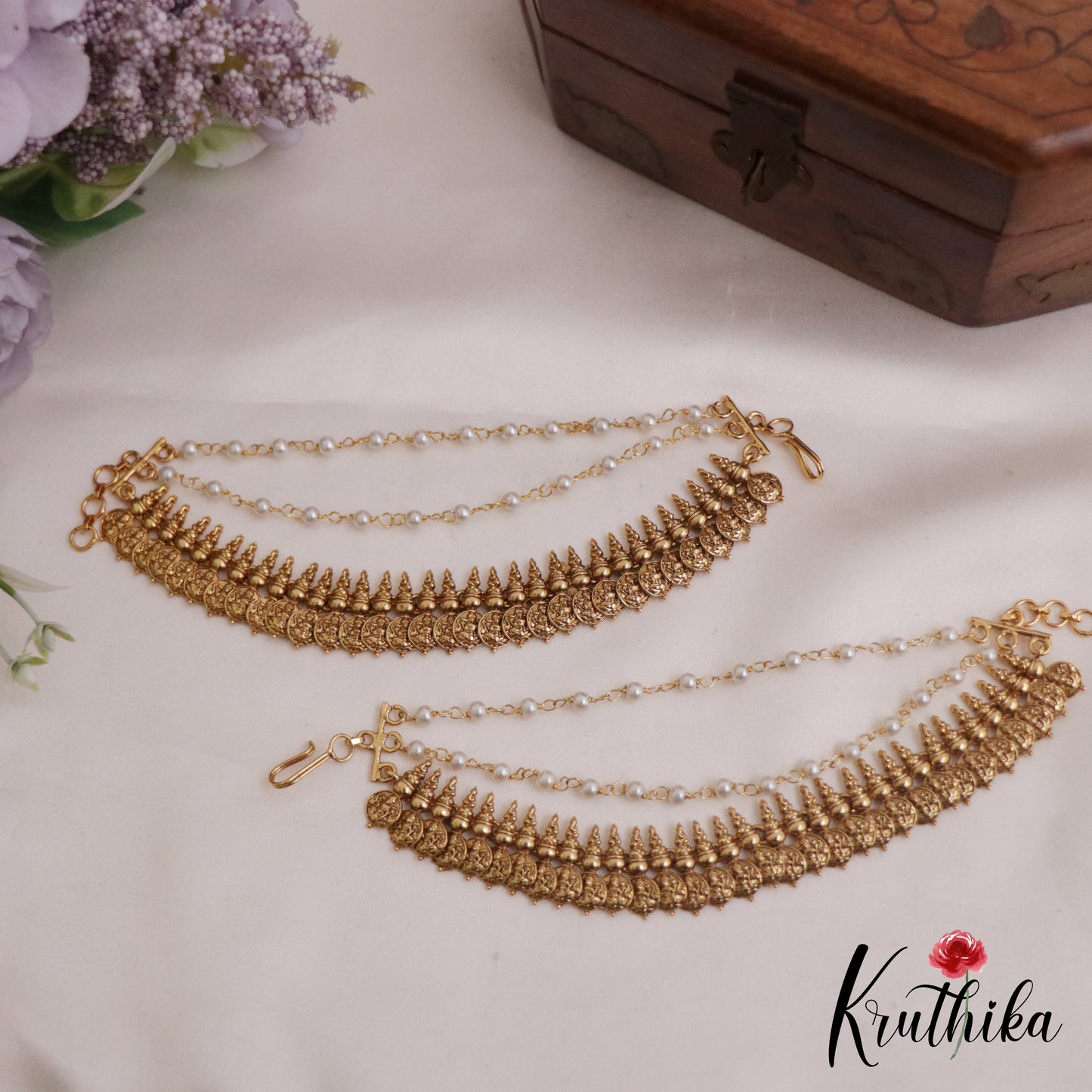 Gorgeous Antique Lakshmi Kasu Earchains EC128