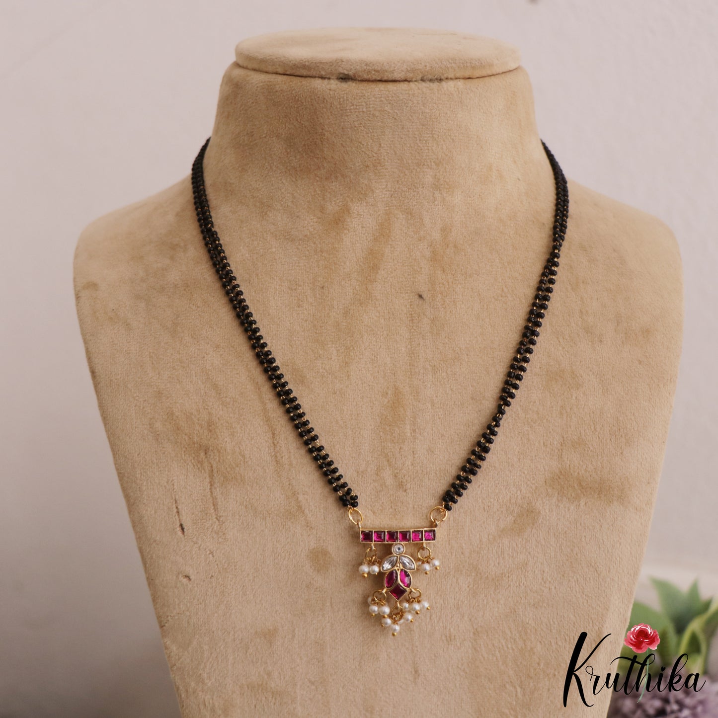 Classic Leaf Motifs Jadau Mangalsutra NC2636 (Available in 3 Colours)