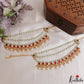 Beautiful Teardrop Motifs Multi Pearl Bead Strand Jadau Earchains With Pearl Drops EC226