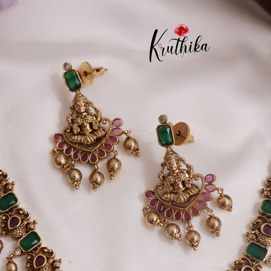 Classic Lakshmi Kemp Necklace With Golden Bead Drops NC2615