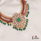 Gorgeous Peacock Floral Motifs Jadau Choker With Green Bead Drops NC2660