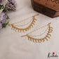 Pretty Floral Motifs Triple Strand AD Earchains With Pearl Drops EC208