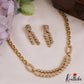 Trendy Floral Motifs Diamond-Finish Gold-Tone AD Necklace NC2775