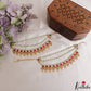 Beautiful Teardrop Motifs Multi Pearl Bead Strand Jadau Earchains With Pearl Drops EC226