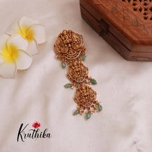Premium Temple Jada Billa with Green Bead Drops J120