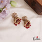 Sparkling Pearl Border Floral Motifs Jhumka With Bead Drops E986 (Available In 2 Colors)