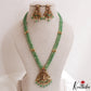 Classic Antique Lakshmi Motifs Double Layered Green Beads Jadau Haaram LH2156