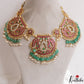 Royal Floral Peacock Motifs Jadau Necklace With Green Bead Drops NC3112