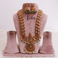 Premium peacock Kemp stones green bead drops haaram LH814