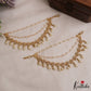 Pretty Floral Motifs Triple Strand AD Earchains With Pearl Drops EC208